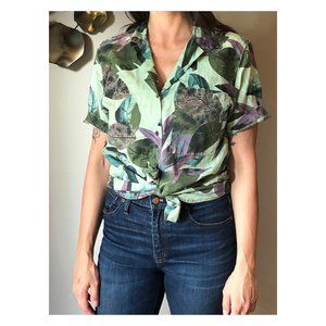 90's Vintage Button Up Cotton Short Sleeve Top